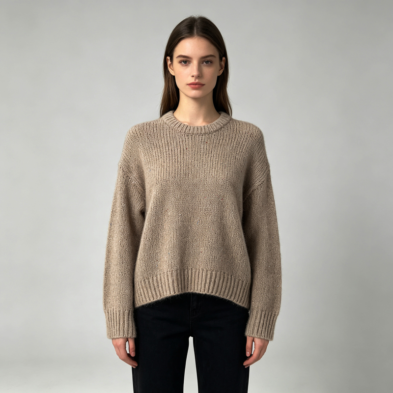 【Exclusive to Da Pan】Round-Neck Coarse Yarn Yarn-Dyed Sequin Sweater 8801 【Exclusive to Da Pan】Round-Neck Coarse Yarn Yarn-Dyed Sequin Sweater 8801