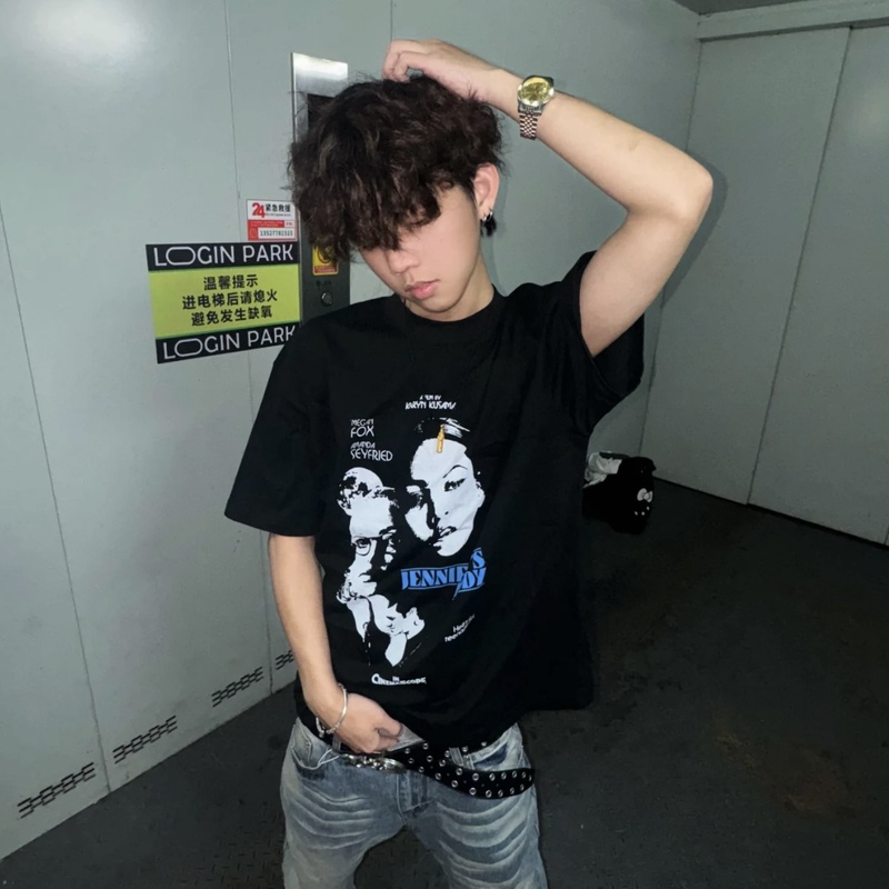 Icegz2025 New American Retro Portrait Band Vintage Heavyweight Short-Sleeved Men's T-Shirt Couple Tops Icegz2025 New American Retro Portrait Band Vintage Heavyweight Short-Sleeved Men's T-Shirt Couple Tops