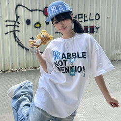 Icegz Heavyweight American-Style Short-Sleeve T-Shirt for Men, National Trend Round Neck Pure Cotton Women's Base Shirt, Summer Printed Couple's 2025 New Model