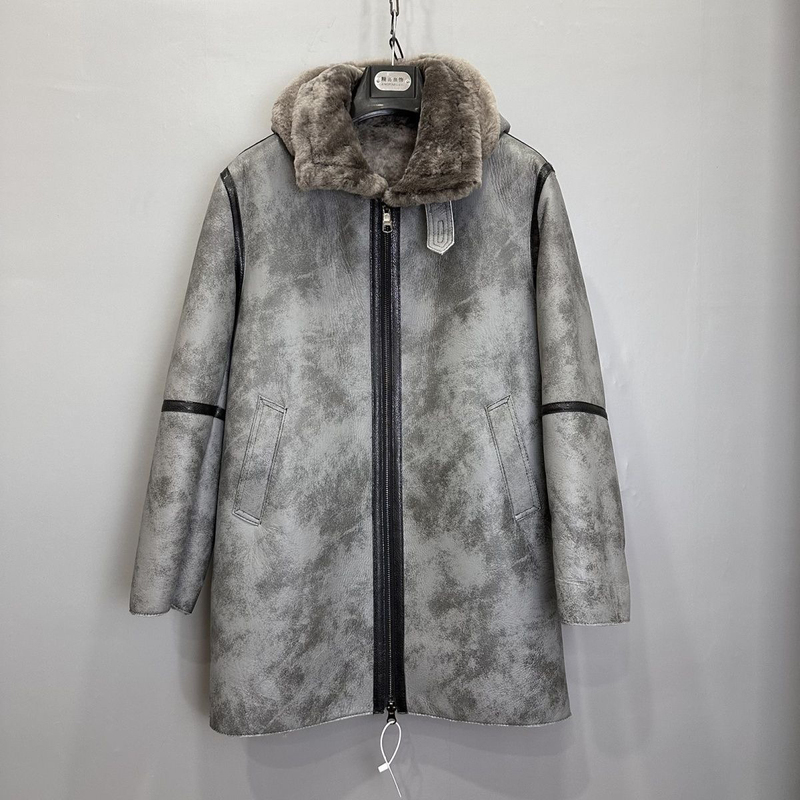 2025 New Fur All-In-One Jacket Men's Mid-Length Hooded Thickened Warm Fur Coat