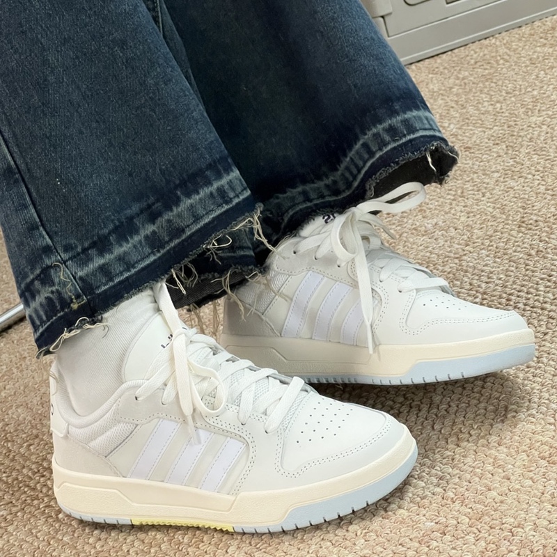 Adidas Entrap White Sneakers for Men and Women, Low-Top Non-Slip Casual Sneakers, Sports Shoes, Off-White Jp9963