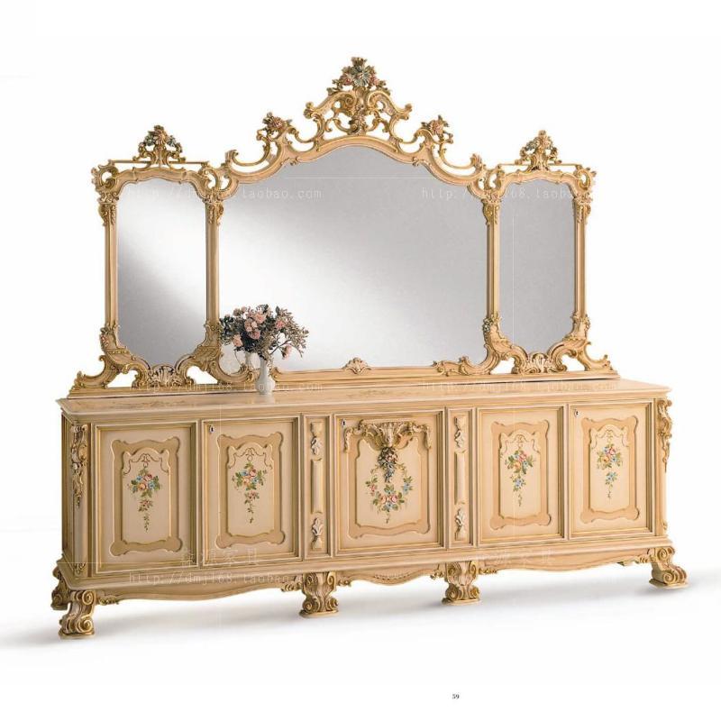 Italian Villa Dining Room Home Innate Dining Room Facial-style Solid Wood Carved decorative cabinets handmade Painted Hyun Guan Cabinets