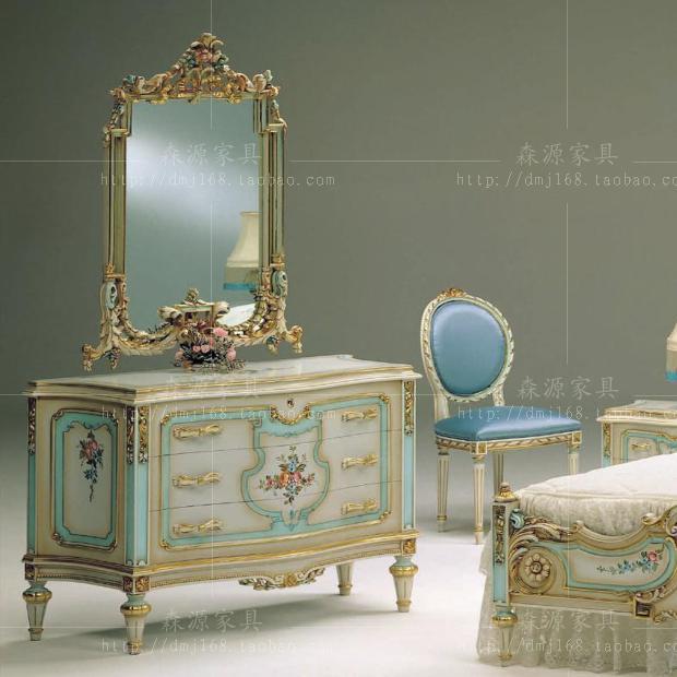 Custom upscale Bedroom furniture Furniture Make-up Table Makeup Table Handmade Painted Princess Makeup Table Cloth Art Makeup Chair