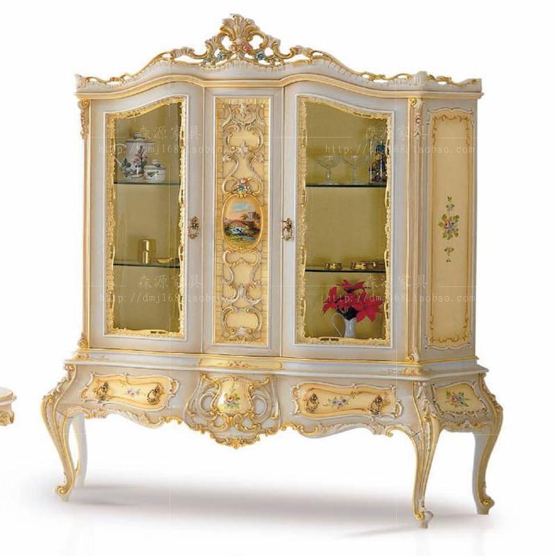 Villa Upscale Living-room Home Innate Romantic style red wine cabinet European-style wine cabinet Fields Wine Cabinet solid wood Carved Flowers Display Cabinet