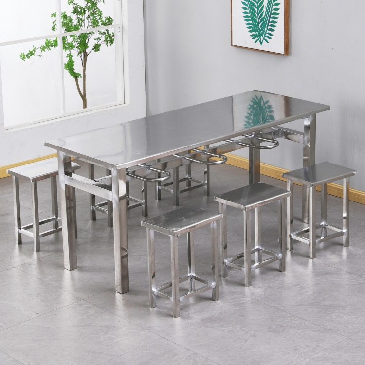 Canteen Dining Table Factory Fast Food Table and Chair Combination School Staff Canteen Hanging Stool Dining Table Stainless Steel 4 People 6 People Economical Canteen Dining Table Factory Fast Food Table and Chair Combination School Staff Canteen Hanging Stool Dining Table Stainless Steel 4 People 6 People Economical