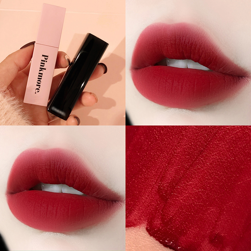 Floral PINKMORE mousse lip glazed persistent velvety mouth red rotten tomato cow blood color 01 cold peach red not to fall