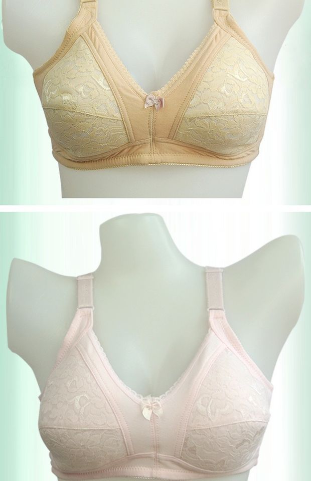 Áo ngực dài không có vành cộng với phân bón áo ngực XL trong bộ đồ lót cotton cho mẹ già - Áo ngực ren áo ngực dây ren