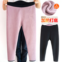 Plus velvet outer wear warm pants plus fertilizer plus size young ladies high waist slim elastic spring autumn winter thickening leggings