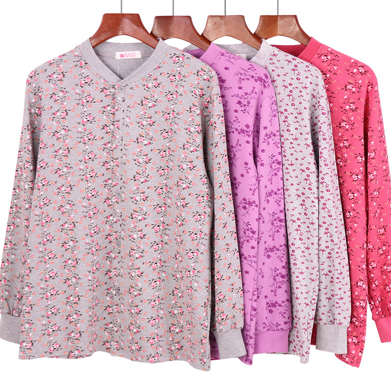 Middle-aged open cotton sweater mother fat plus size autumn coat cardigan women's cotton placket open body underwear sanitary clothing