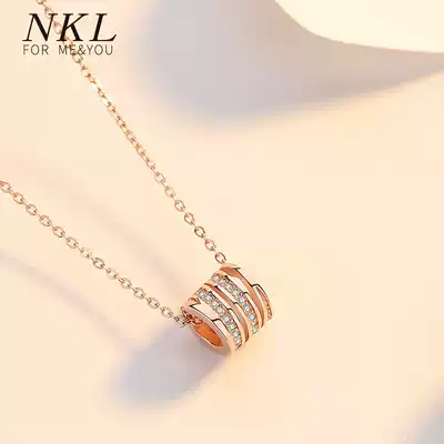 Small waist necklace girls sterling silver ins niche design net red 18k rose gold clavicle chain simple temperament pendant