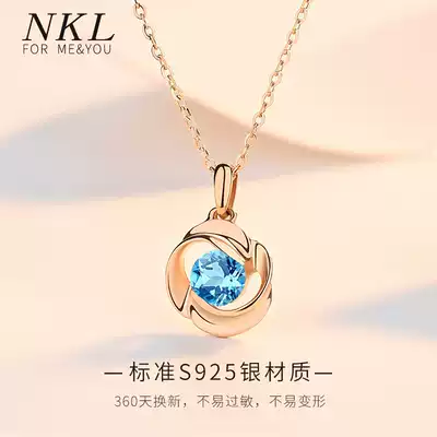 Sterling silver necklace women's net red tide 18K gold Topaz niche collarbone pendant Chinese Valentine's Day Valentine's Day gift