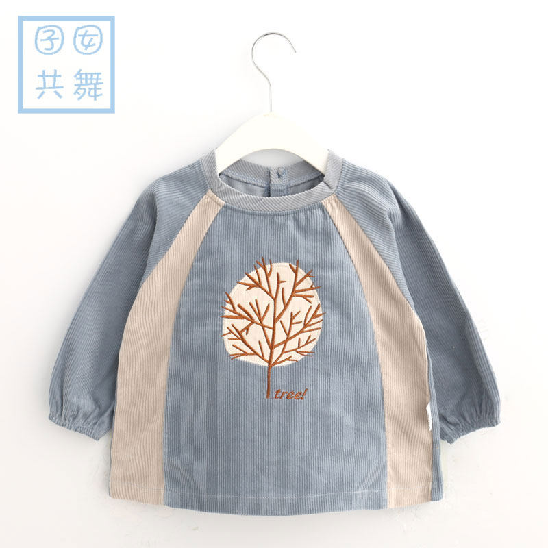 Light Core Suede Waterproof Hood Clothes Children Boy Eating Surrounding Hood Pocket Baby Protective Clothing Anti Dirty Apron Kindergarten Apron Autumn Winter