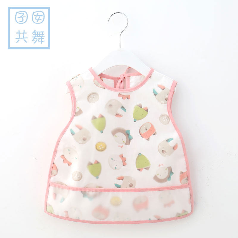 Baby eating hood girl waterproof thin section Child sleeveless baby anti-dirty pure cotton bib anti-dress for dinner with hood