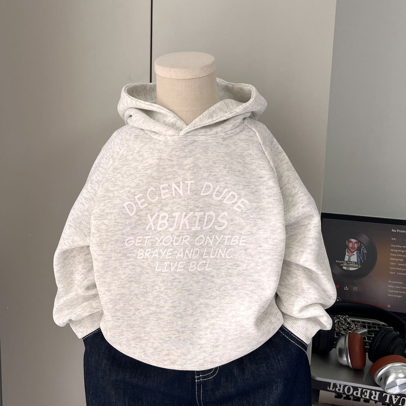 Boys' Sweatshirt Spring and Autumn 2026 New Korean Style Hooded Base Shirt Trendy Children's Cool Casual Top