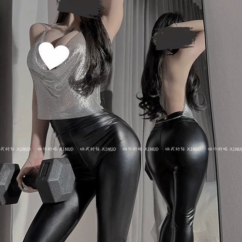 Металлический бюстгальтер-топ для спортзала, блестки для ногтей, штаны, с открытой спиной, с лямками