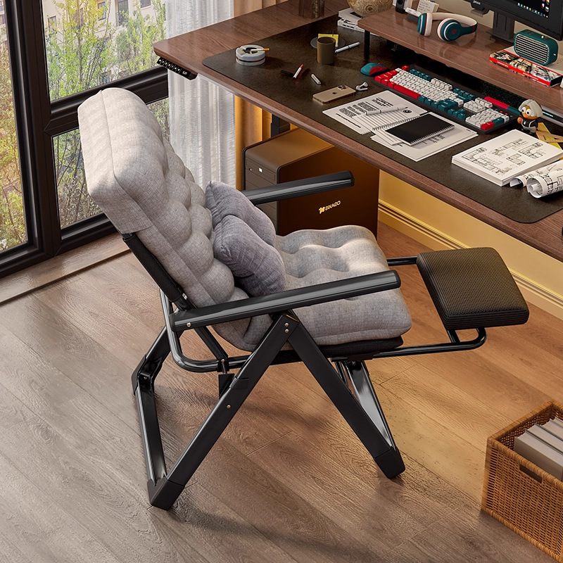 Folding Recliner Nap Bed Office Sitting and Sleeping Dual-Use Home Balcony Leisure Lazy Backrest Chair Computer Stool