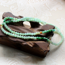 Natural A goods light green yellow emerald necklace jade pendant womans old pit Myanmar jade round pearl jade bead necklace