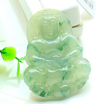 Myanmar emerald Guanyin pendant floating flowers natural A jade ware jade Guanyin large pendant jade pendant mens pendant