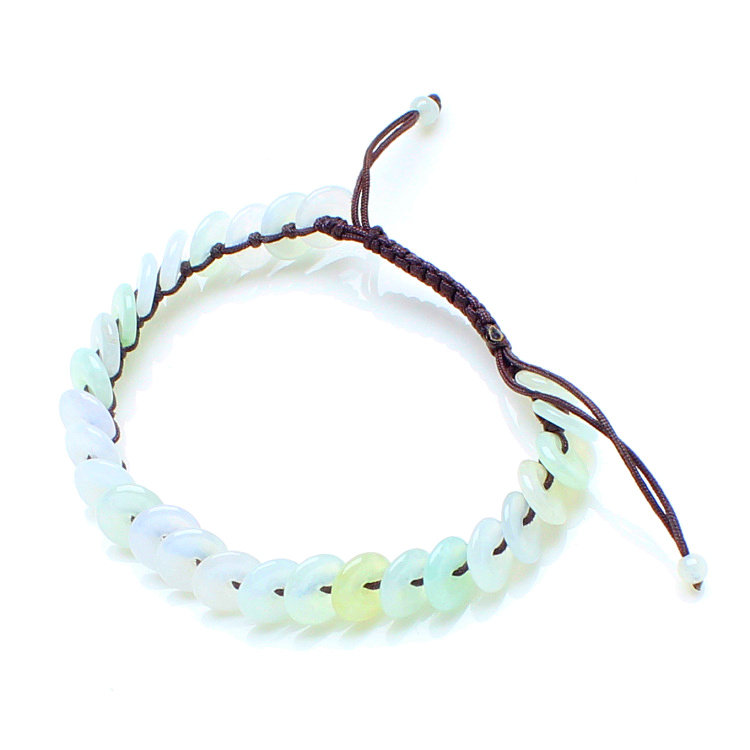 Natural a goods jade bracelet Ice color safety buckle bracelet women's nostalgic buckle braided rope hand string with certificate
