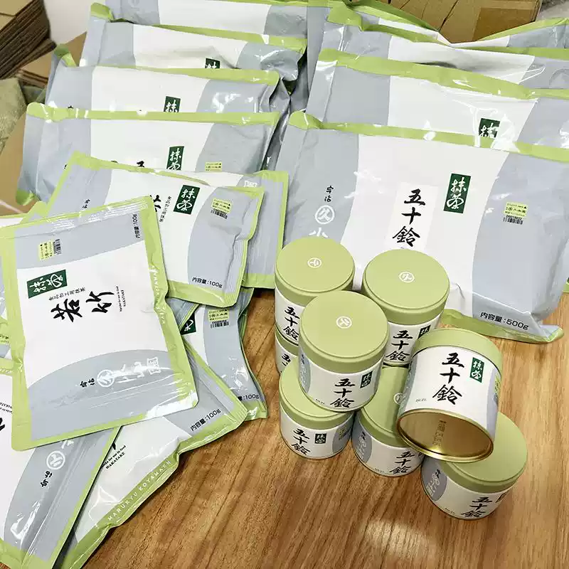 日本宇治抹茶粉丸久小山園五十鈴若竹袋裝進口高級抹茶粉青嵐罐裝40g