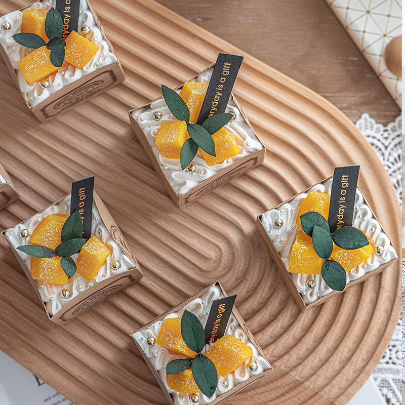 Simulation cake model square fruit cupcakes with wind decoration scene arrangement dessert table swing pieces shooting props