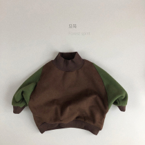 Personality color combination ~ 20 new Korean version of childrens color fleece sweater tide literary style male Treasure Girl foreign style loose