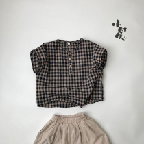 Naked sense ch Thin Thin plait 2020 new summer childrens T-shirt blouse mens and womens vintage Literary style