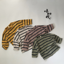 ch beauty stripes 2020 new Korean childrens T-shirt cotton boys and girls loose leisure foreign atmosphere tide bottoming