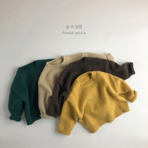 Two pieces of human hands ~ new solid color loose knitted pullover sweater white mens and womens version of Korean childrens clothing Mori round neck