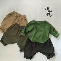 Fat radish pants 2020 new spring and autumn children cotton linen pants men and women foreign style retro literary personality tide Baosen