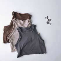 Thin ~ 2 kinds of wearing methods ch praise ~ childrens cotton vest thin summer sleeveless retro style boys and girls literary personality tide