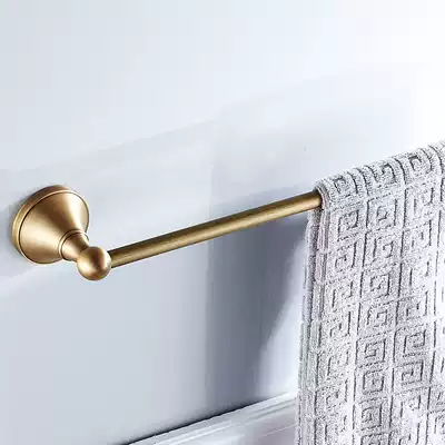 European antique brass towel rack single rod bathroom towel rack dressing room towel bar bathroom personality hardware pendant