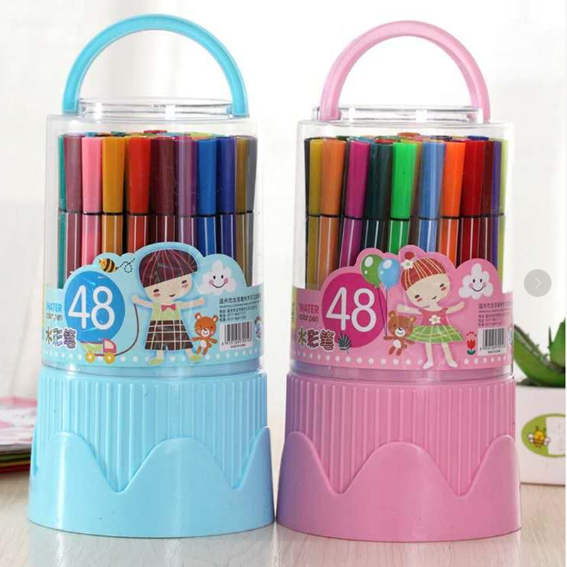 12 color 48 color watercolor pen suit non-toxic washable color stroke painting graffiti pen children kindergarten elementary school students