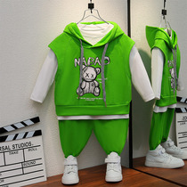 Boys Spring Cotton Three-Piece Set 2022 New Kids Foreign Casual Sweatshirt Baby Spring and Autumn Suit Tide