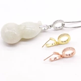 Серебряная подвеска, изумрудная застежка, ожерелье, золото 24 карат