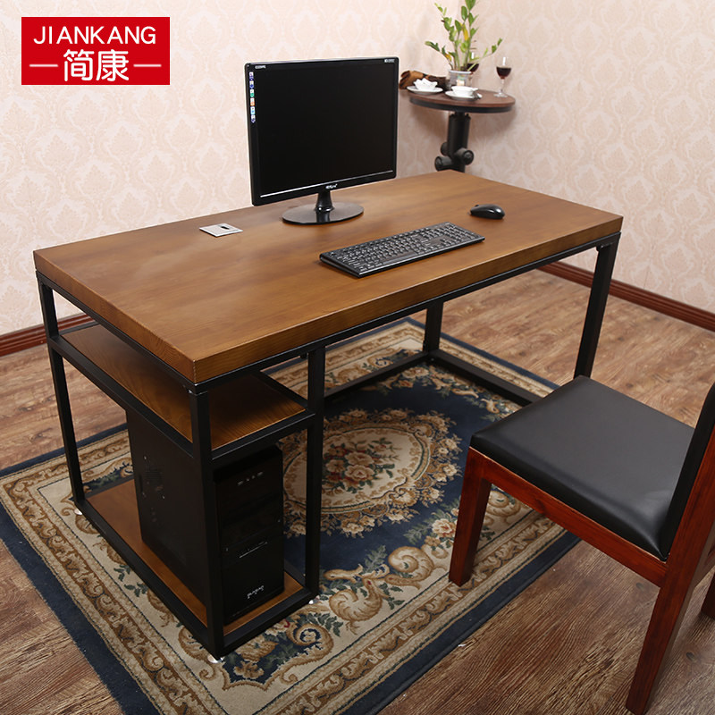 Solid wood desktop computer desk Simple modern desk Home bedroom writing desk Single log desk and chair combination
