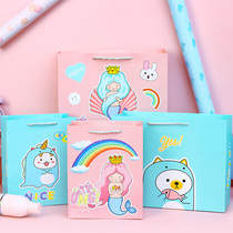 Qinglet cartoon white paper card paper bag paper carry shopping bag gift bag birthday gift packaging bag