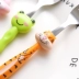Dọn dẹp sáng tạo dễ thương muỗng động vật muỗng đặt trẻ em bé bằng thép không gỉ dao kéo học sinh muỗng gia đình đĩa sứ trắng Đồ ăn tối