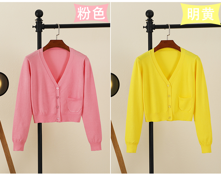 2018 mới mùa xuân và mùa thu ngắn đan áo len cardigan nữ đầu mùa thu mỏng áo len mỏng khăn choàng dài tay gile len