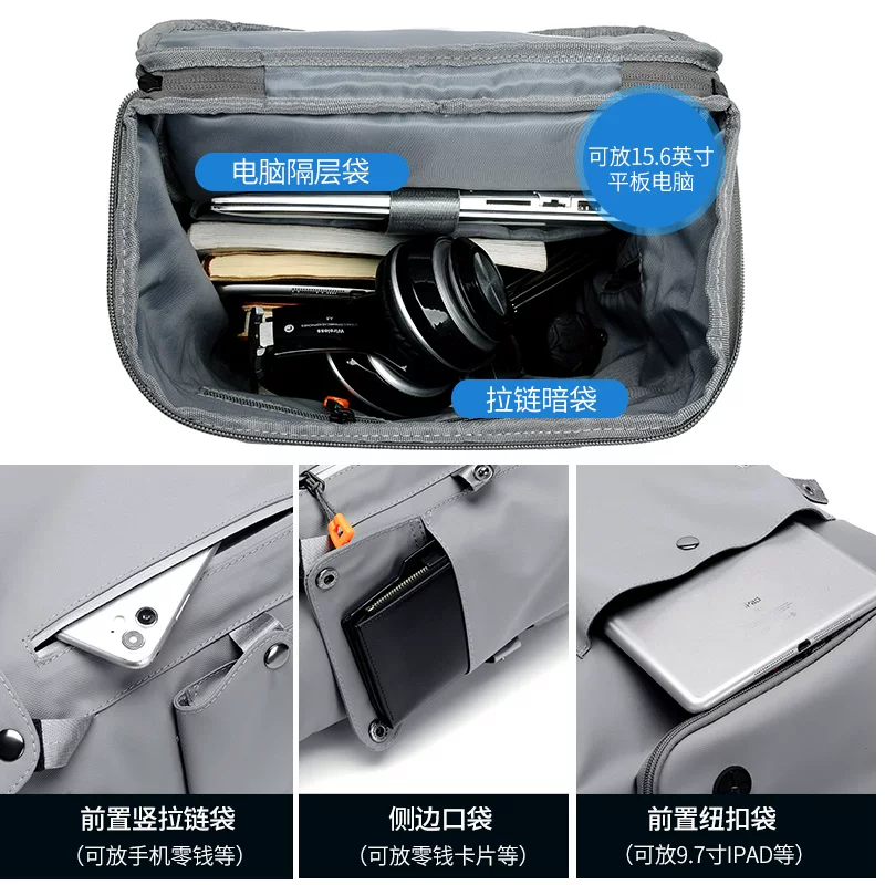 Men's laptop, capacious compatible backpack, foldable bag, 16 inch, business version