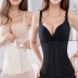 Đai nịt bụng sau sinh màu đỏ lưới nữ giảm béo shapewear thể dục đốt cháy mỡ đai nịt bụng mùa hè mỏng 2 mảnh - Đai giảm béo Đai giảm béo