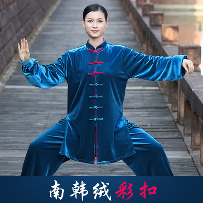 Tai chi clothing chinese kung fu uniforms Striving for the wind in Central China long style South Korean velvet Tai Chi Clothing clothing for women Tai Chi Clothingquan training clothes for men thickened velvet in autumn and winter