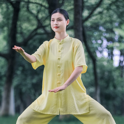 Tai chi clothing chinese kung fu uniforms Women new style elegant Tai Chi Clothingquan training clothes summer thin short sleeve men Chinese cotton hemp