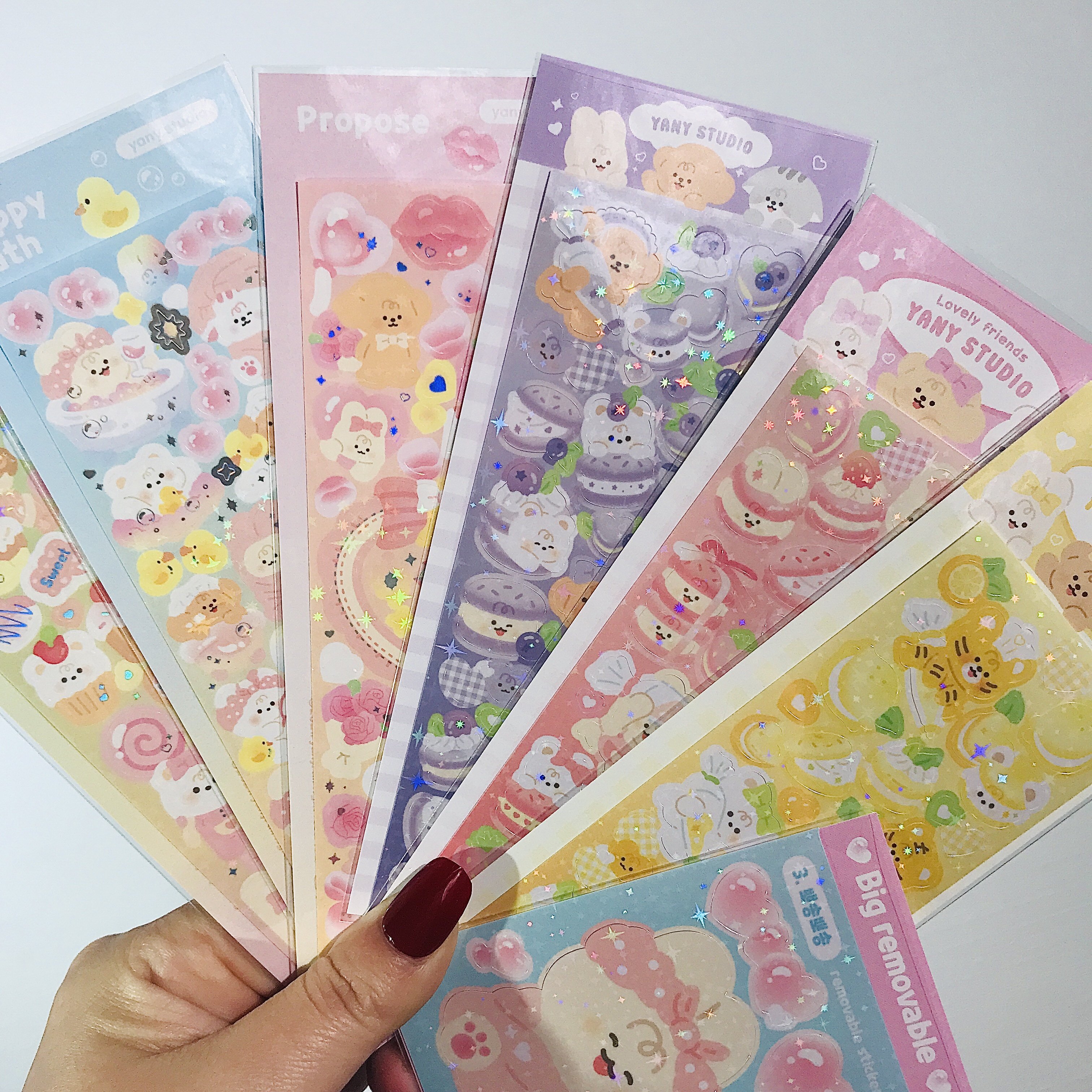 South Korea Yany Cute Little Rabbit RABBIT Sticker Ins stars Little Cardiy Decorative Laser Flash Film Stickers 6