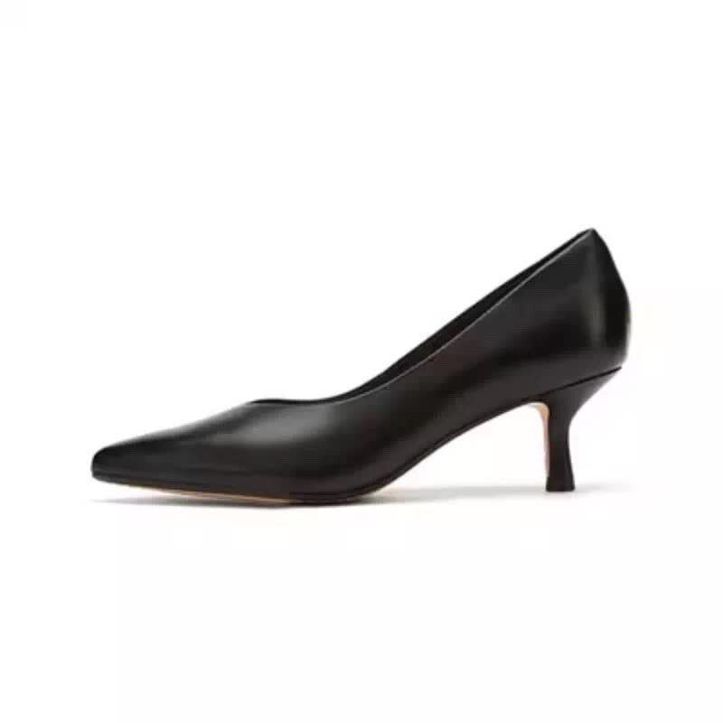 Same Style as in the Mall, Qile Women's Shoes, New Spring/Autumn Model, Thin Heel High Heels, Pointed Toe, Black, Professional, Comfortable, Shallow Mouth Single Shoes