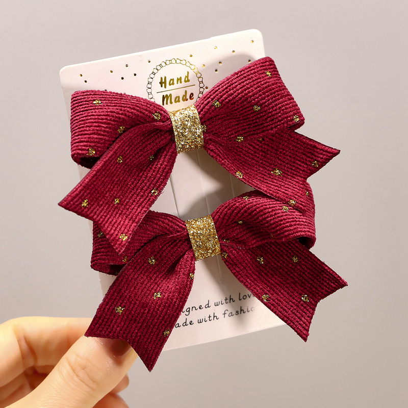 Autumn Winter Retro Light Core Suede Butterfly Knot Princess Hair Clip Children Zahaids Small Hair Ring Baby Hair Less Head Rope-Taobao