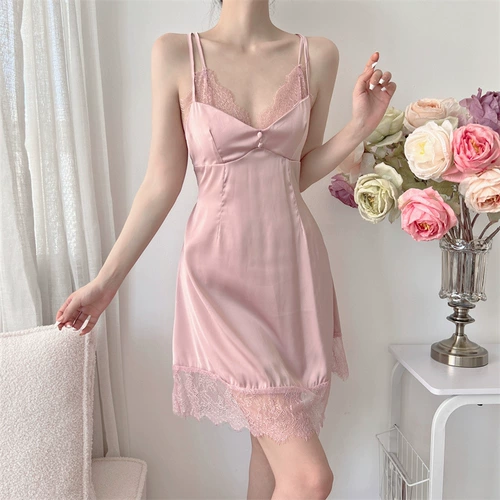 Сексуальная весенняя пижама, летний шелковый топ с чашечками, юбка, эффект подтяжки