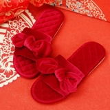 Красные удерживающие тепло нескользящие праздничнные тапочки для невесты, для подружки невесты, в корейском стиле