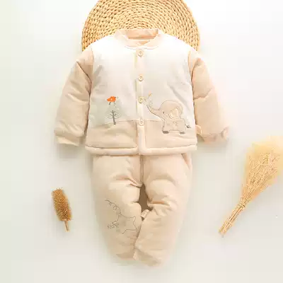 Baby cotton padded suit winter newborn thickened warm 0-3-6 months winter cotton 1 year old baby cotton suit