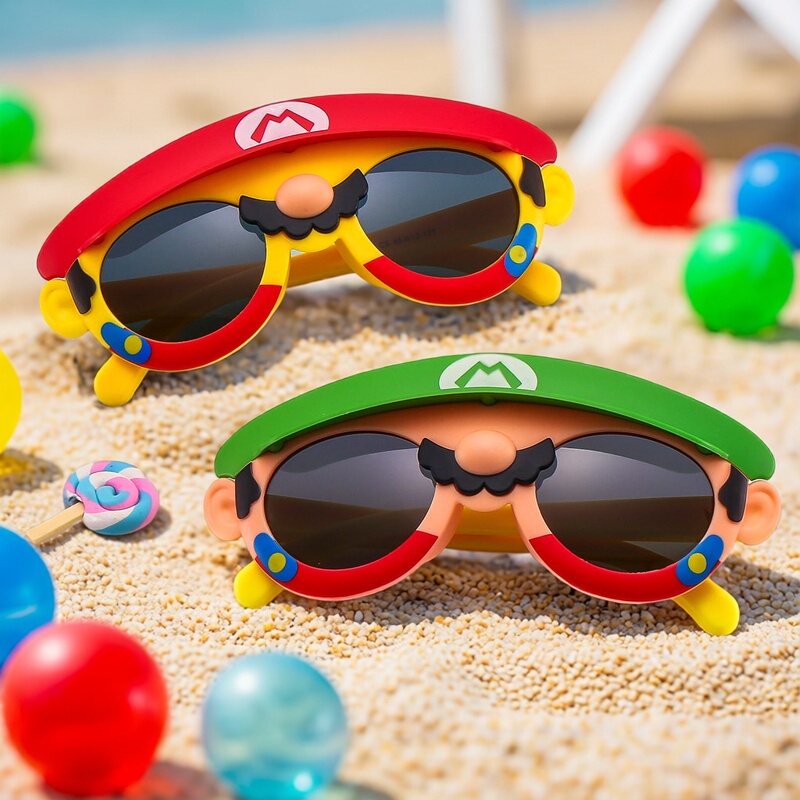 Super Mario Glasses for Kids, Cute Cartoon Beard Glasses Frames, Super Mario Themed Polarized Beach Sunglasses Super Mario Glasses for Kids, Cute Cartoon Beard Glasses Frames, Super Mario Themed Polarized Beach Sunglasses